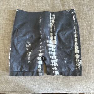 Darc Sport Gray Tie-Dye Biker Shorts with Wolf Patch